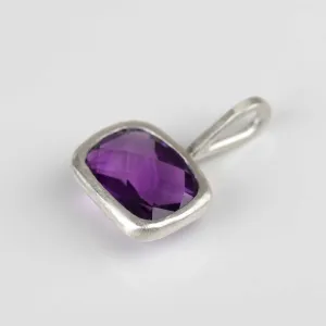 . Bezel-set Amethyst Charm in Silver