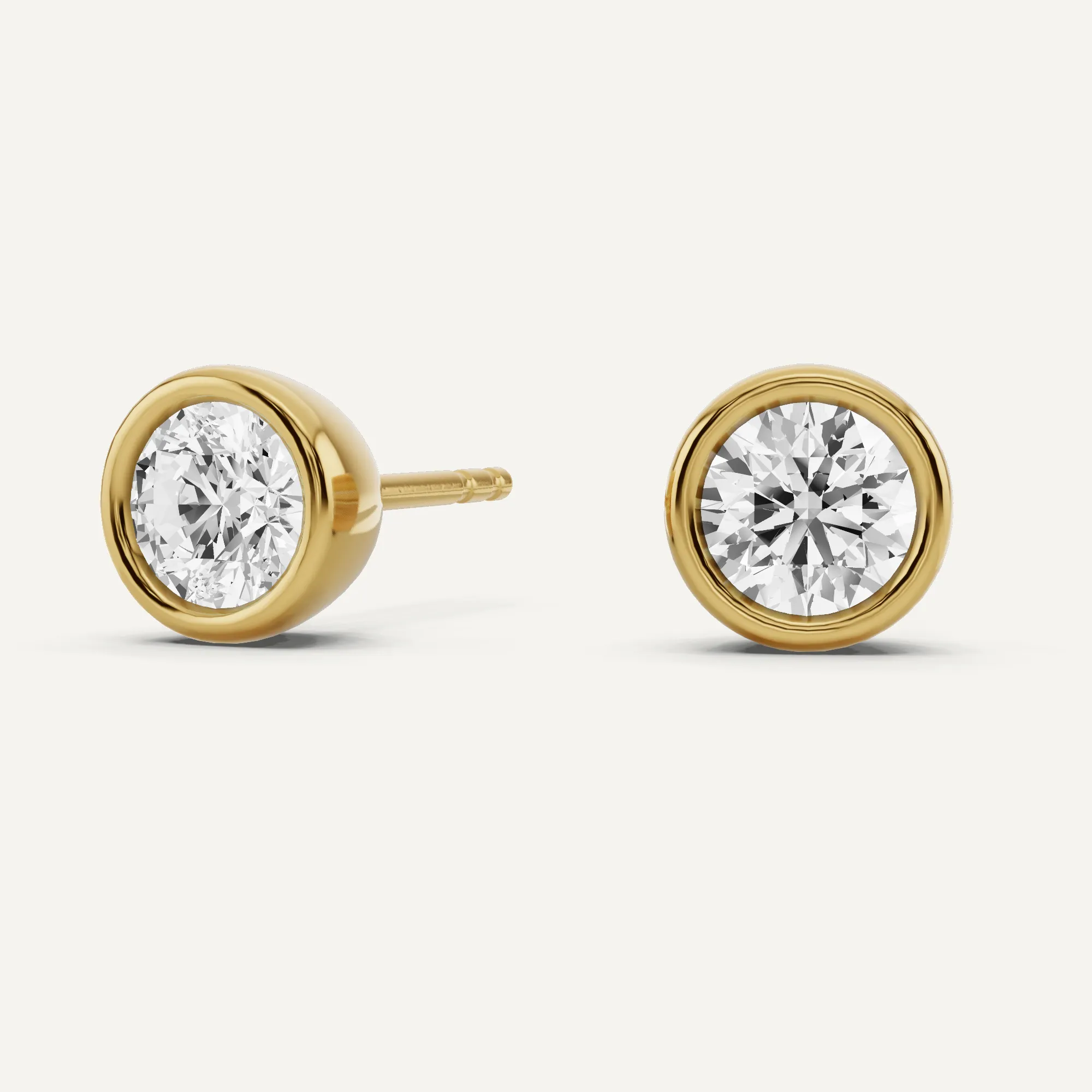 1 ctw Round Diamond Bezel Set Solitaire Stud Earrings