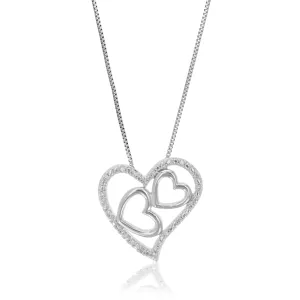 1/10 cttw Lab Grown Diamond Multi Heart Pendant Necklaces Silver