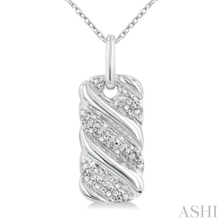 1/10 Ctw Bold Ribbed Swirl Round Cut Diamond Bold Fashion Pendant With Chain in Sterling Silver