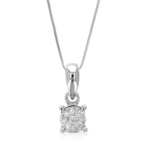 1/14 cttw Lab Grown Diamond Fashion Pendant Necklace .925 Sterling Silver 1/5 Inch with 18 Inch Chain, Size 1/3 Inch