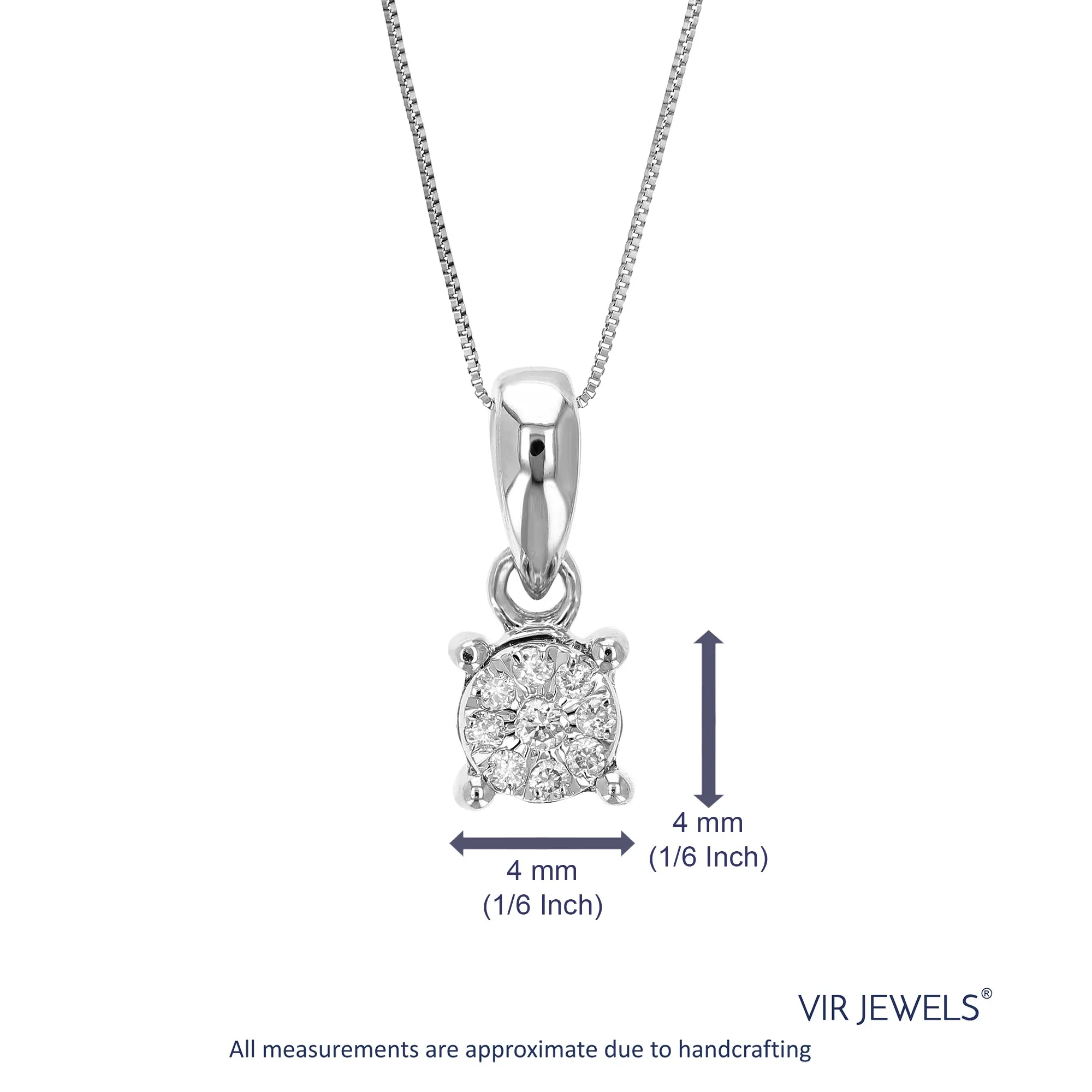 1/14 cttw Lab Grown Diamond Fashion Pendant Necklace .925 Sterling Silver 1/5 Inch with 18 Inch Chain, Size 1/3 Inch