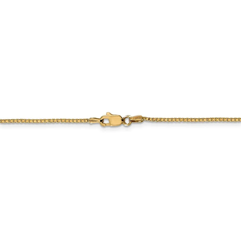 1.1mm, 14k Yellow Gold, Solid Box Chain Necklace