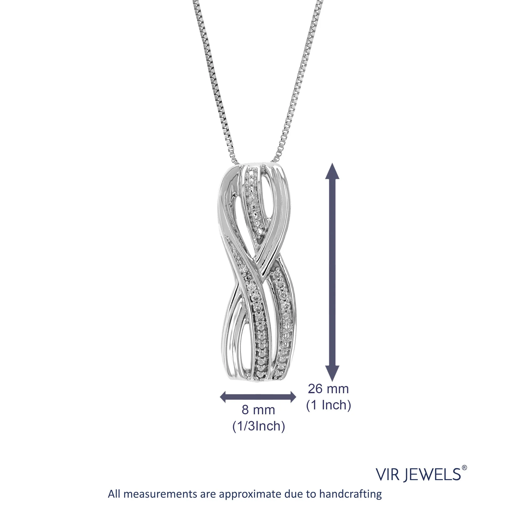 1/20 cttw Lab Grown Diamond Fashion Pendant Necklace .925 Sterling Silver 1/3 Inch with 18 Inch Chain, Size 1 Inch