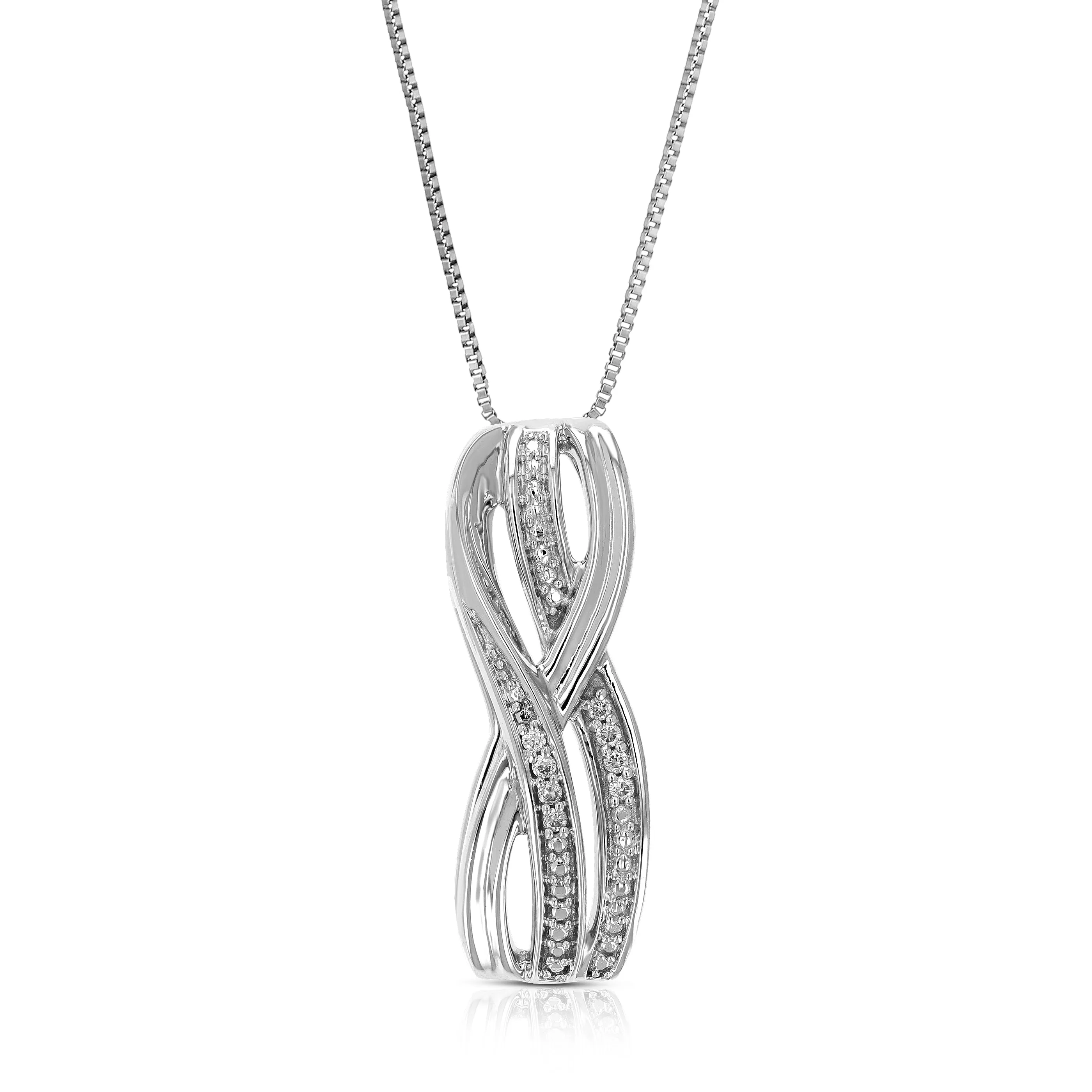 1/20 cttw Lab Grown Diamond Fashion Pendant Necklace .925 Sterling Silver 1/3 Inch with 18 Inch Chain, Size 1 Inch