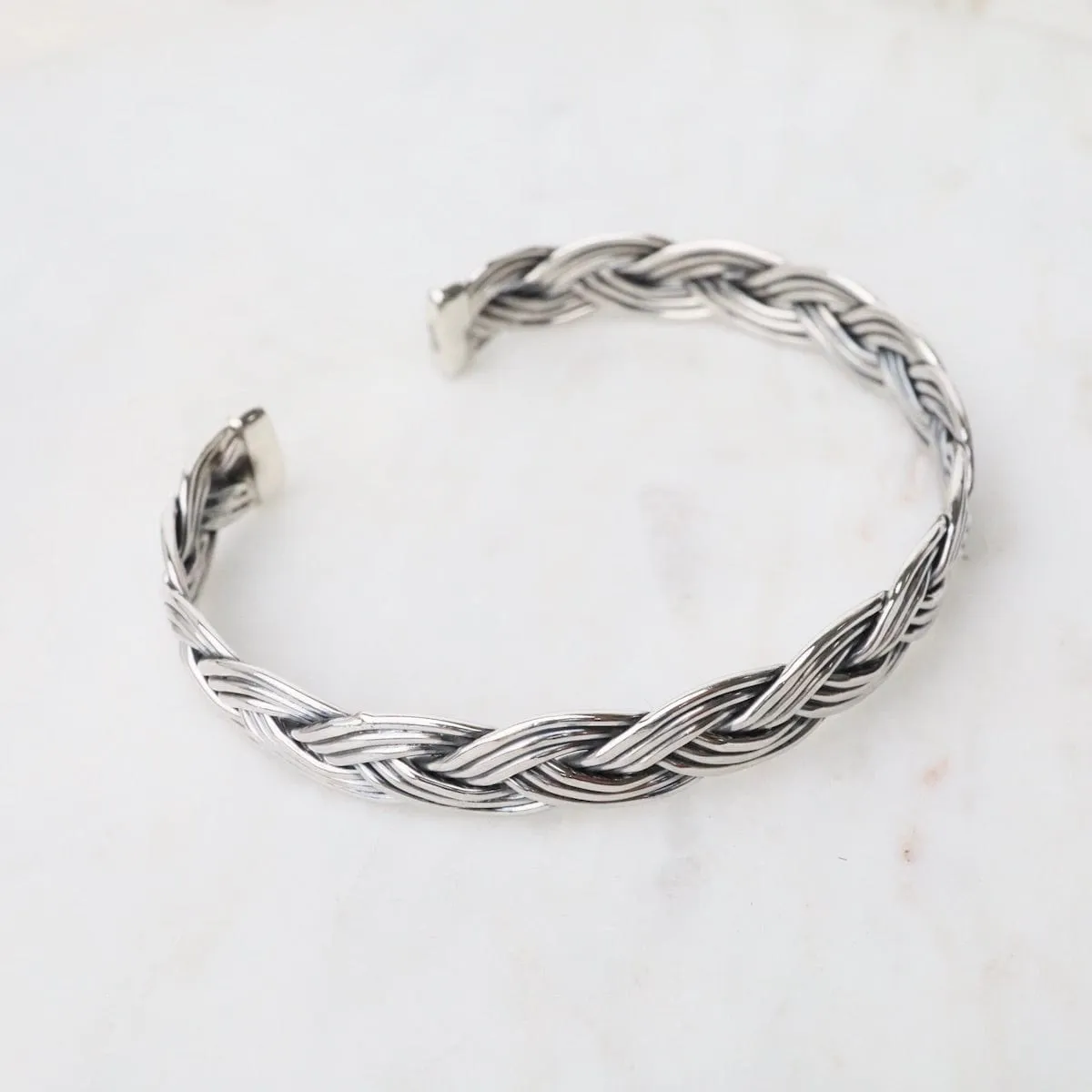 1/2" 9 Strand Fine Braided Sterling Silver Cuff