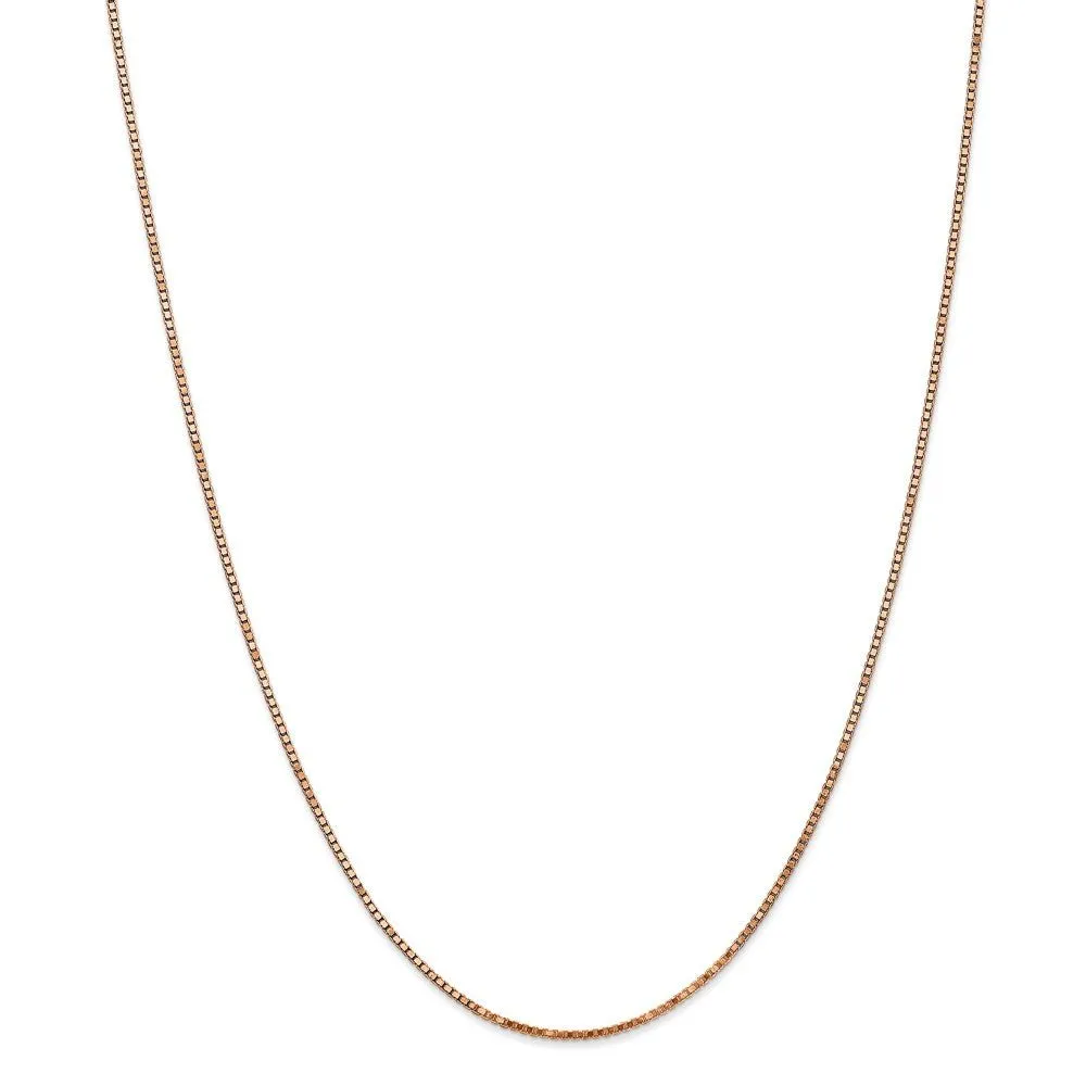 1.3mm 14k Rose Gold Solid Box Chain Necklace