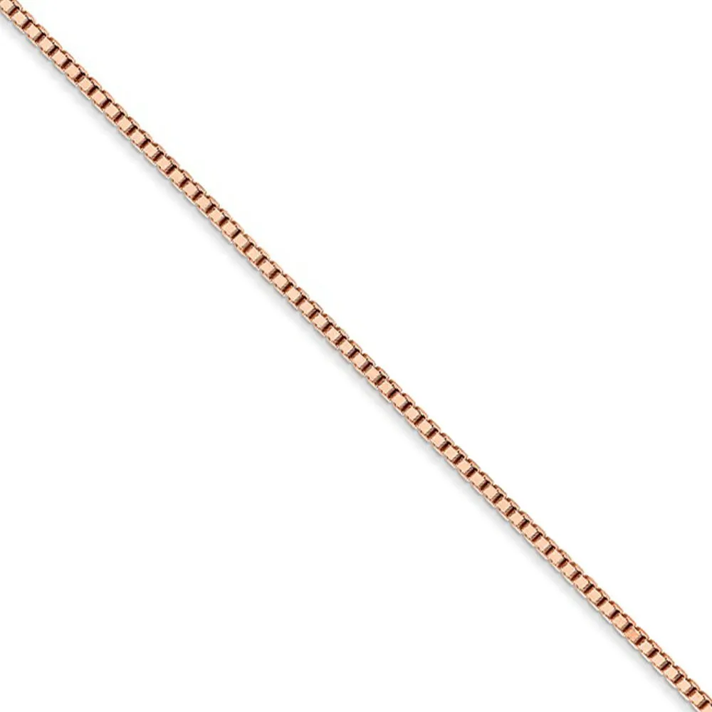 1.3mm 14k Rose Gold Solid Box Chain Necklace