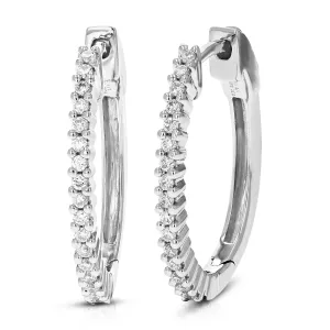 1/4 cttw Lab Grown Diamond Petite Hoop Earrings Sterling Silver