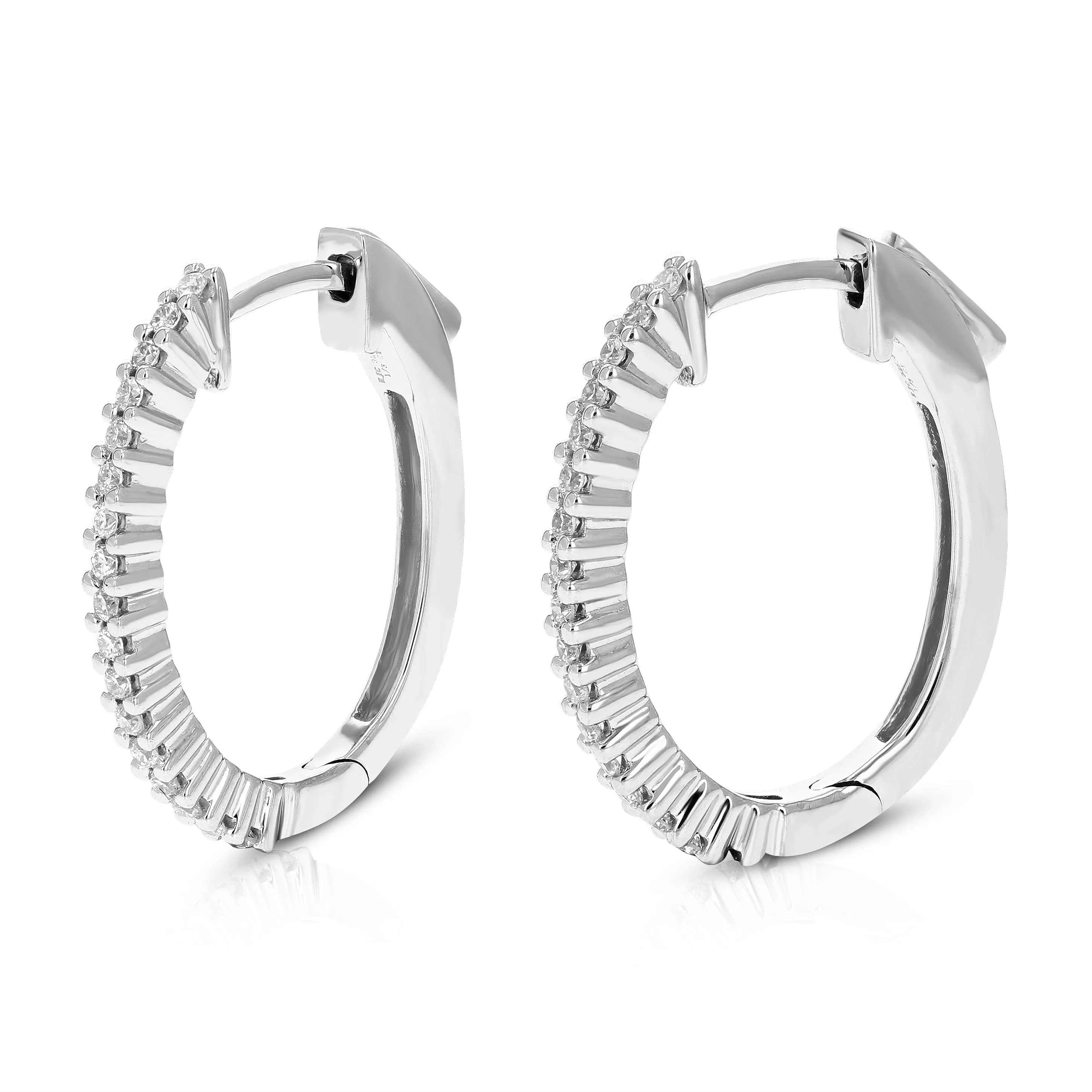 1/4 cttw Lab Grown Diamond Petite Hoop Earrings Sterling Silver