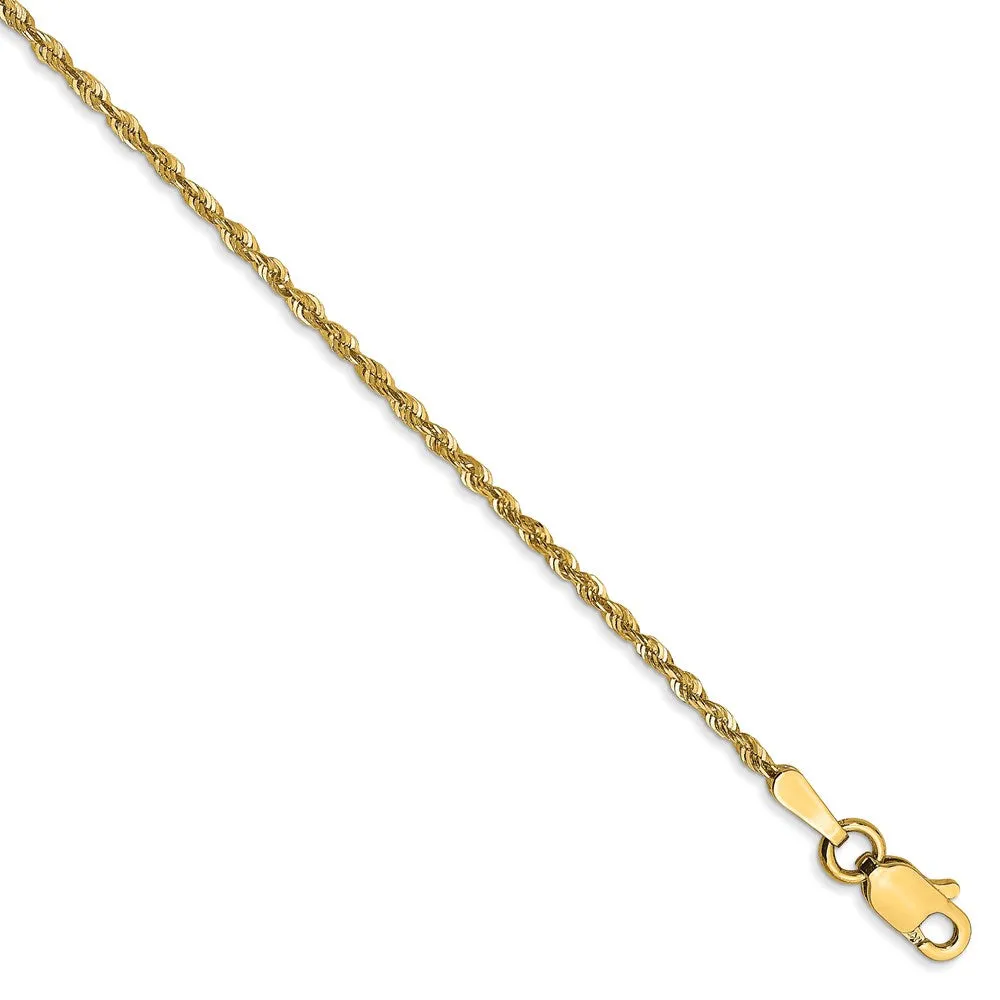 14k 1.5mm Diamond-Cut Extra-Light Rope Anklet