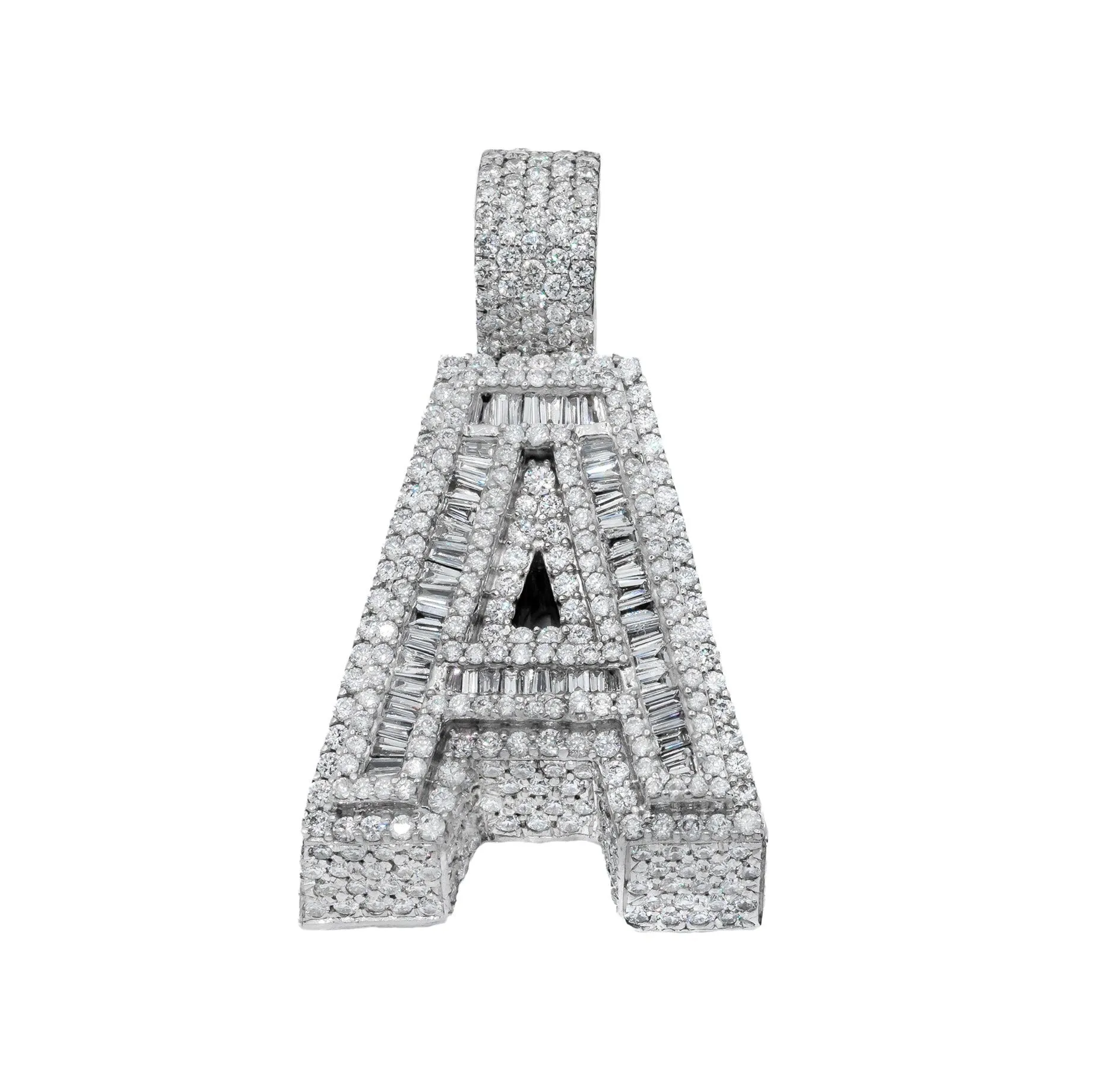 14k Baguette Initial Pendant Letter "A" 8.00 ctw