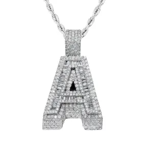 14k Baguette Initial Pendant Letter "A" 8.00 ctw