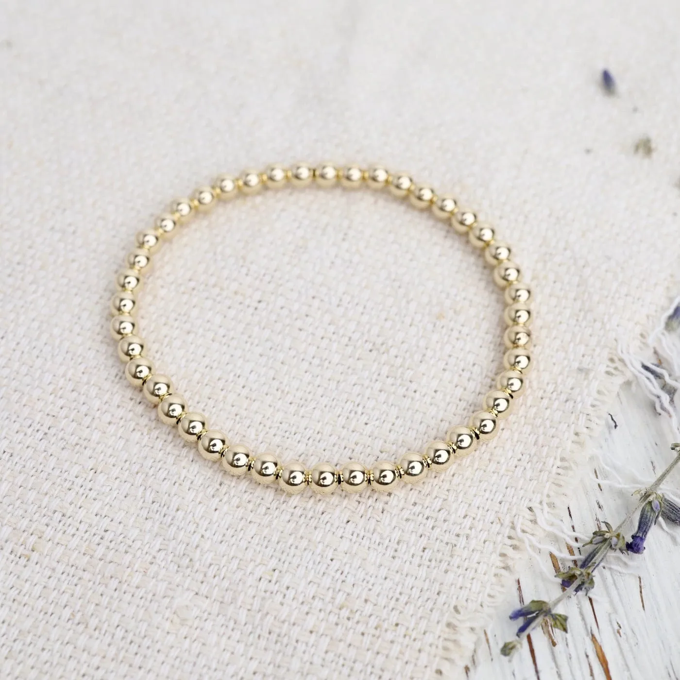 14k Bead Stretch Bracelet