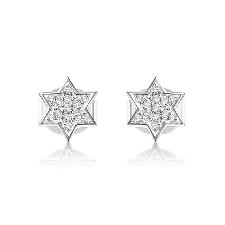 14K Diamond Star of David Earrings