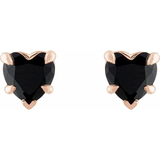 14K Gold Natural Onyx Stud Earrings