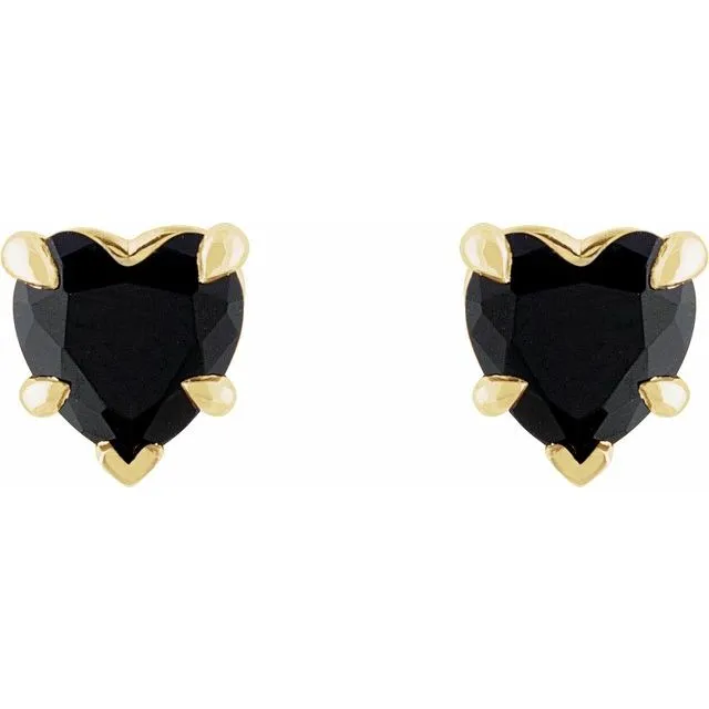 14K Gold Natural Onyx Stud Earrings