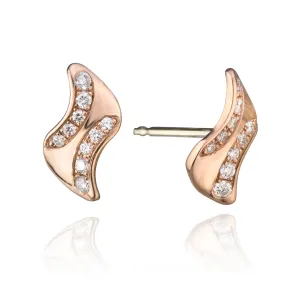 14K Rose Gold and Diamond Studs