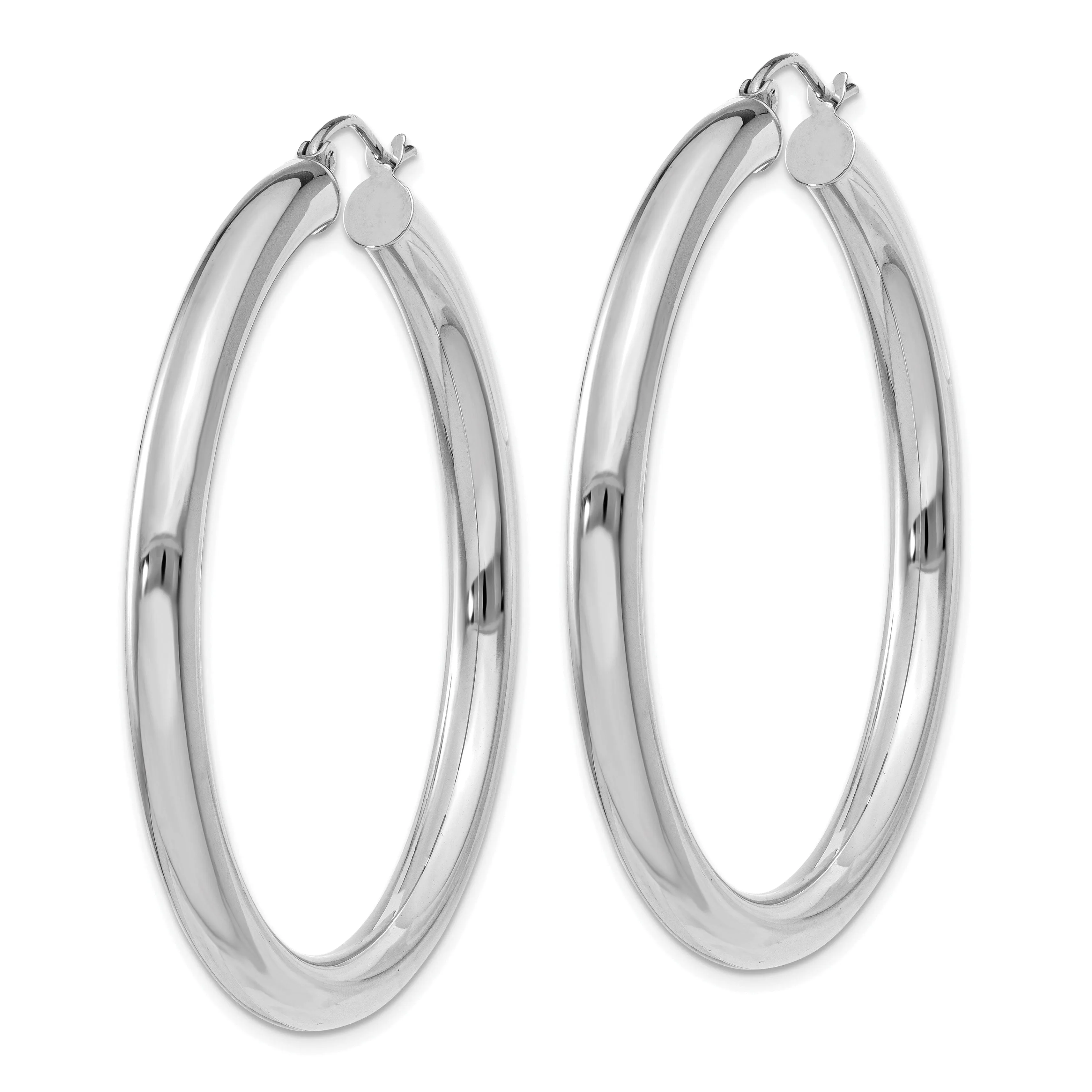 14k White Gold 4MM x 45MM Tube Hoop Earrings