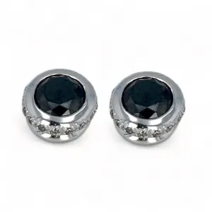 14k White gold black diamonds studs-6829