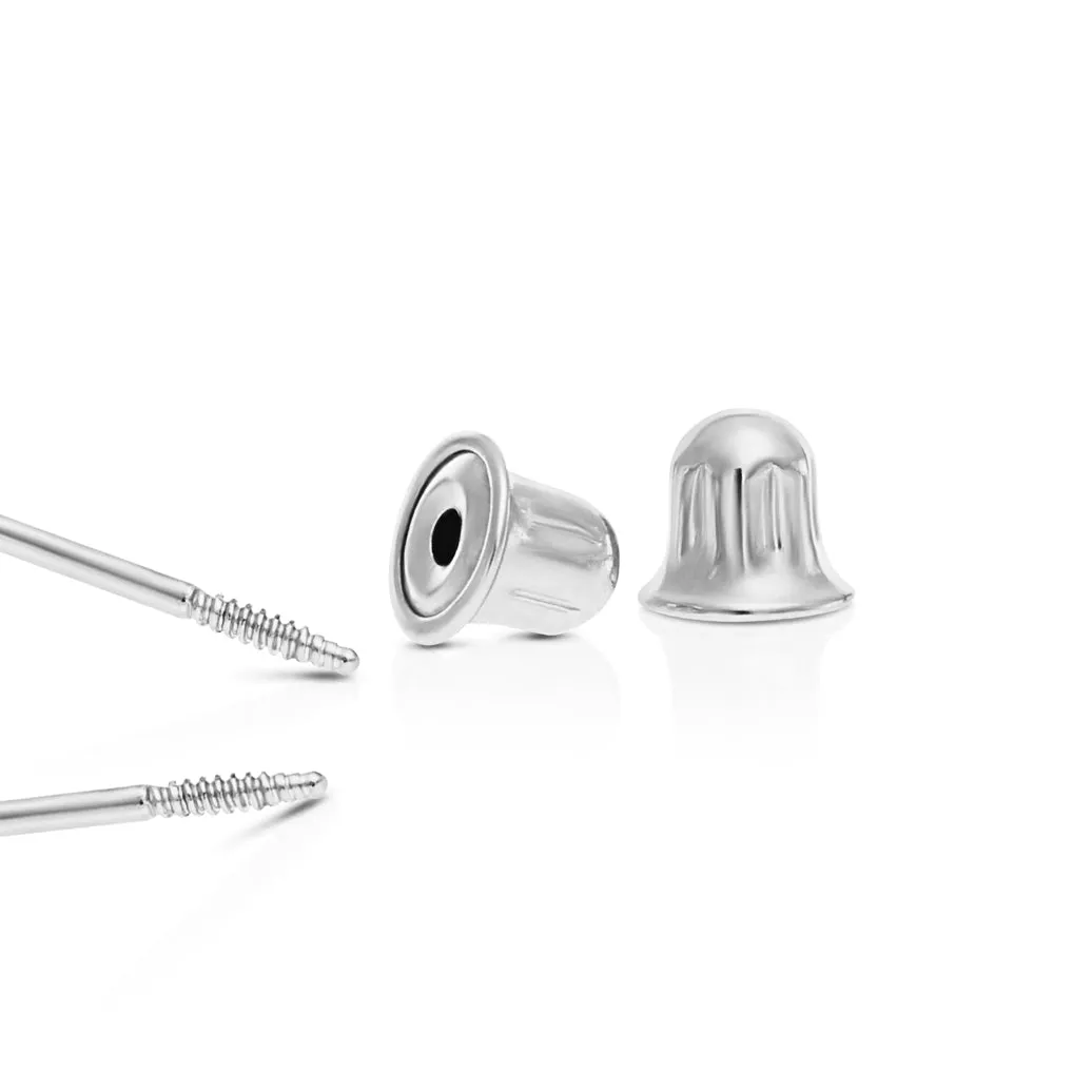 14k White Gold Classic Ball Stud Earrings with Screwbacks (Unisex)