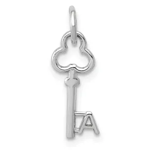 14K White Gold Fancy Key Shape Design Letter A Initial Charm Pendant