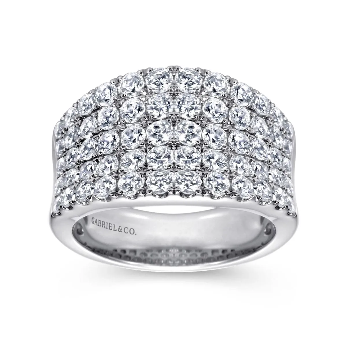 14K White Gold Wide Band Pavé Diamond Ring - LR6365W44JJ