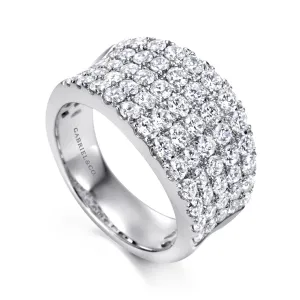 14K White Gold Wide Band Pavé Diamond Ring - LR6365W44JJ