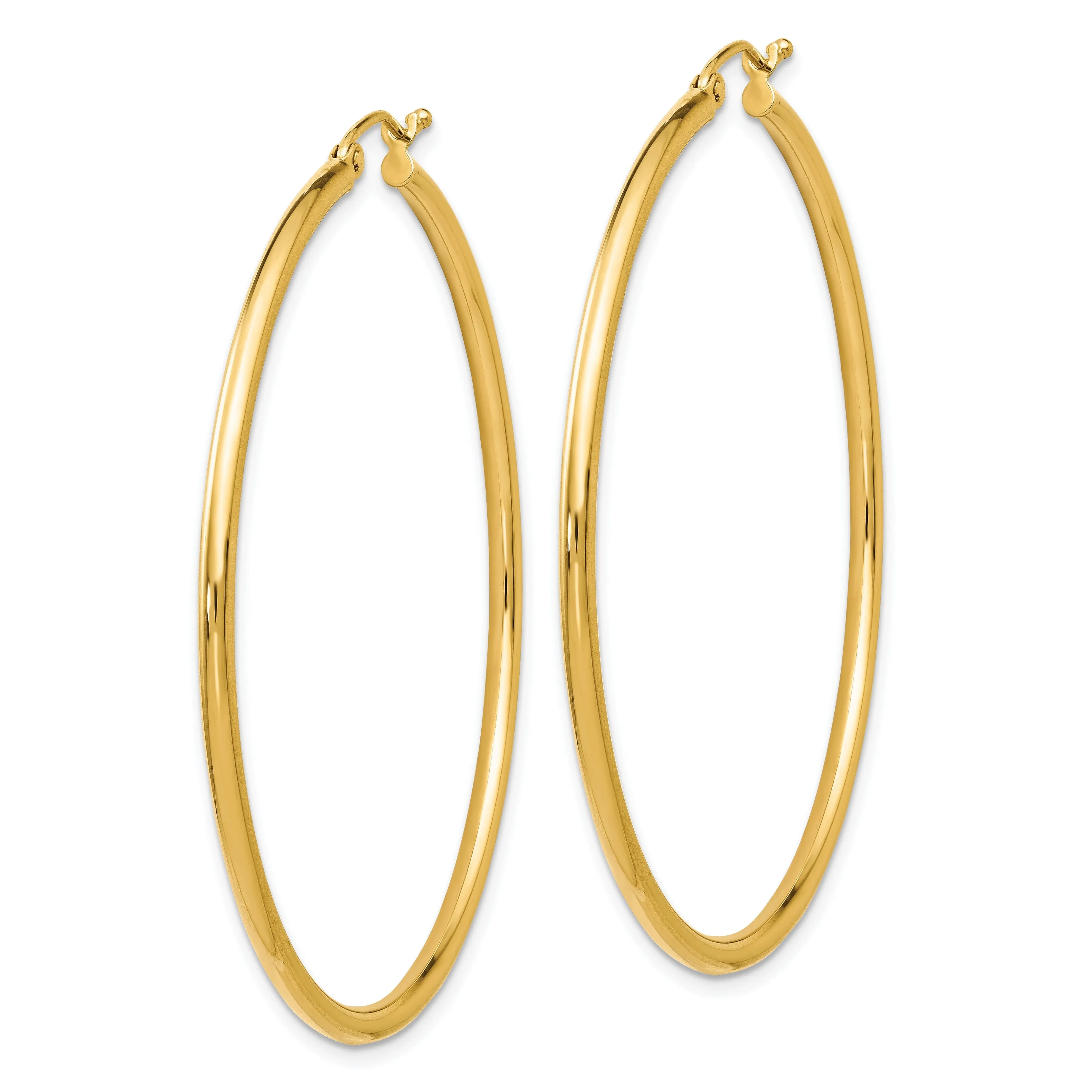 14k Yellow Gold 2-MM Hinged Hoop Earrings