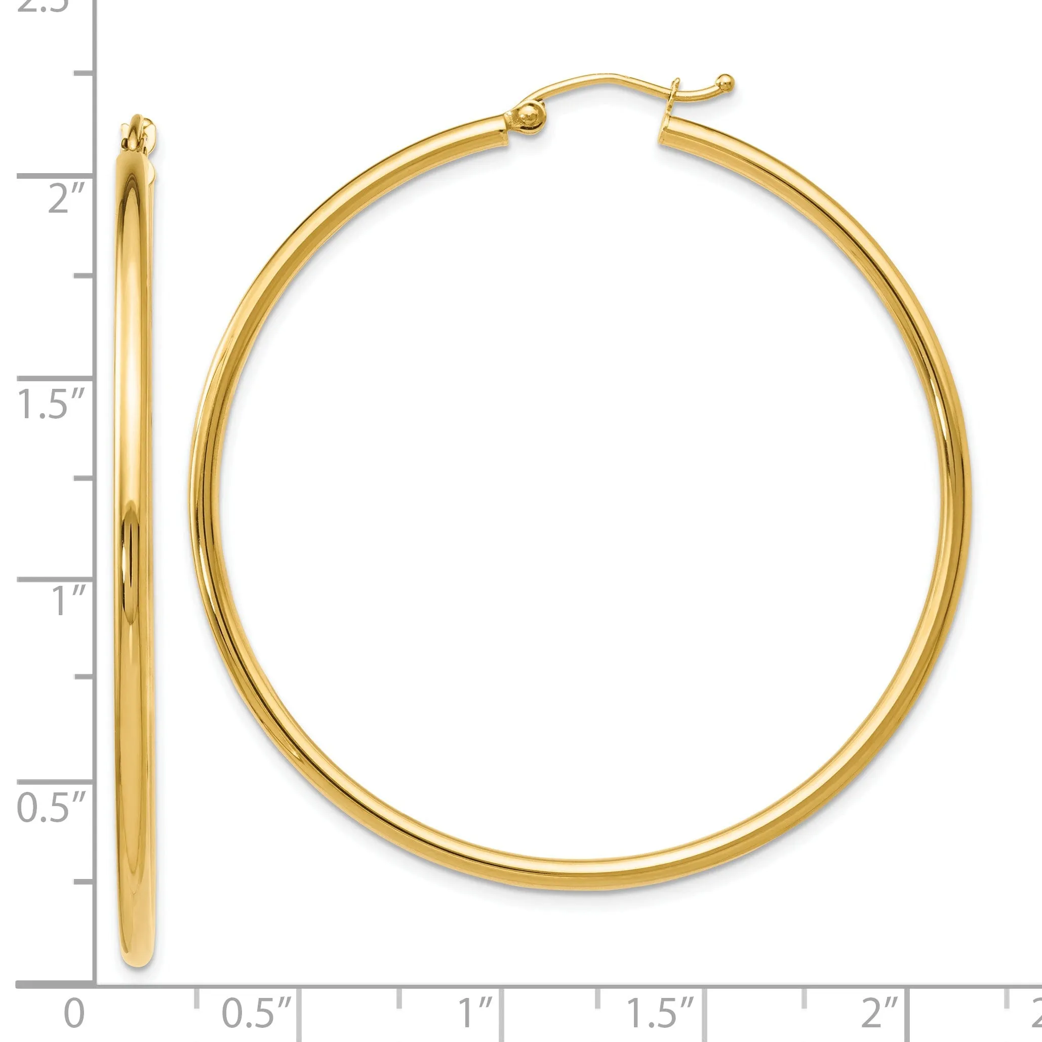 14k Yellow Gold 2-MM Hinged Hoop Earrings