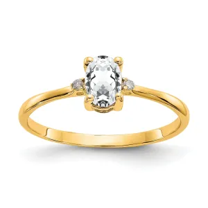 14k Yellow Gold Diamond White Topaz Ring