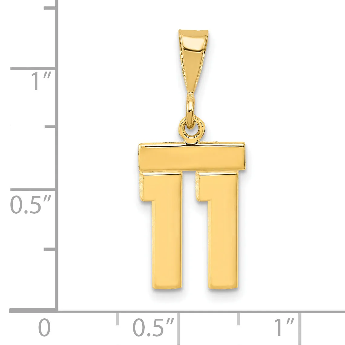 14k yellow gold small polished number 11 charm