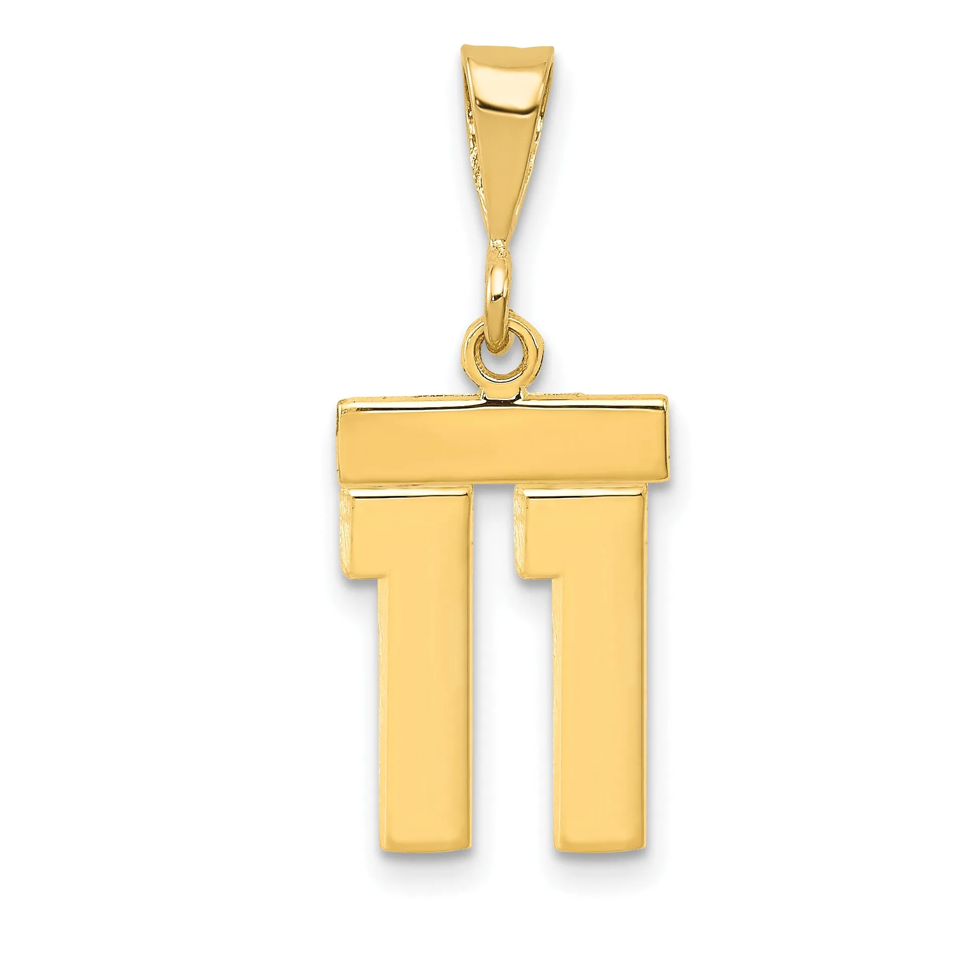 14k yellow gold small polished number 11 charm