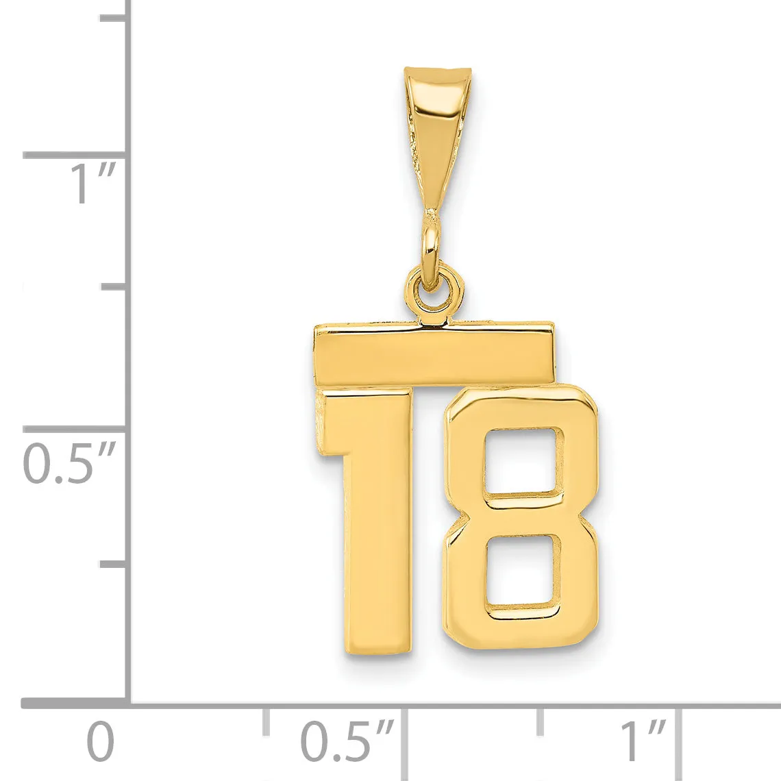 14k yellow gold small polished number 18 charm