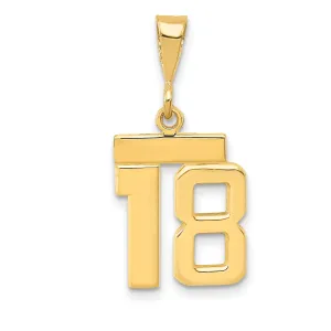 14k yellow gold small polished number 18 charm