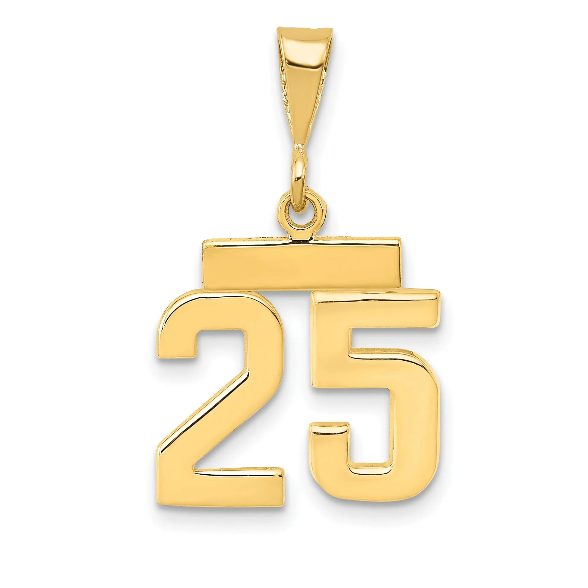 14k yellow gold small polished number 25 charm