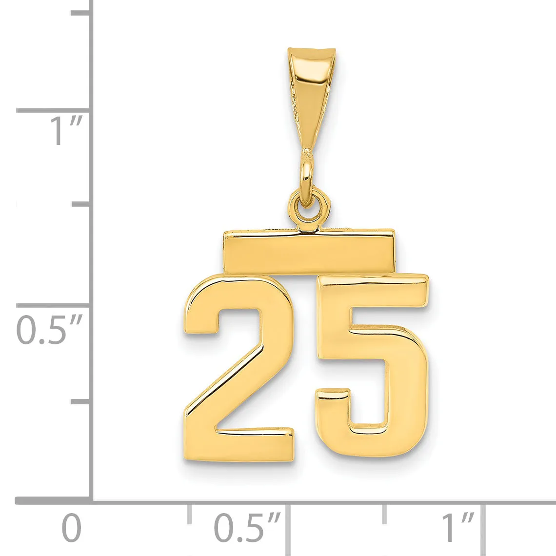 14k yellow gold small polished number 25 charm