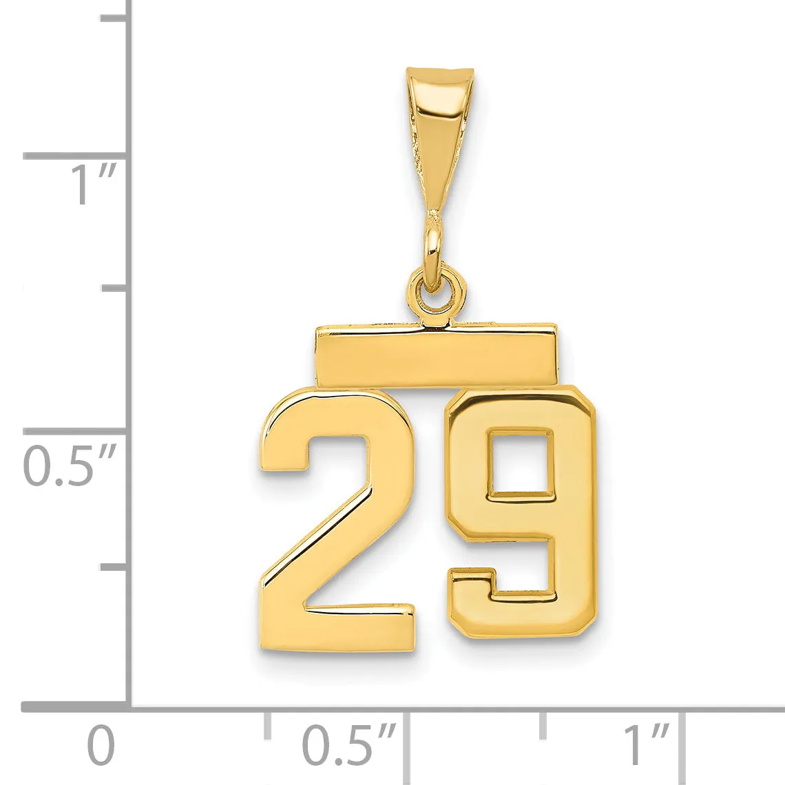 14k yellow gold small polished number 29 charm