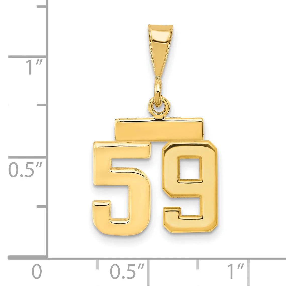 14k yellow gold small polished number 59 charm