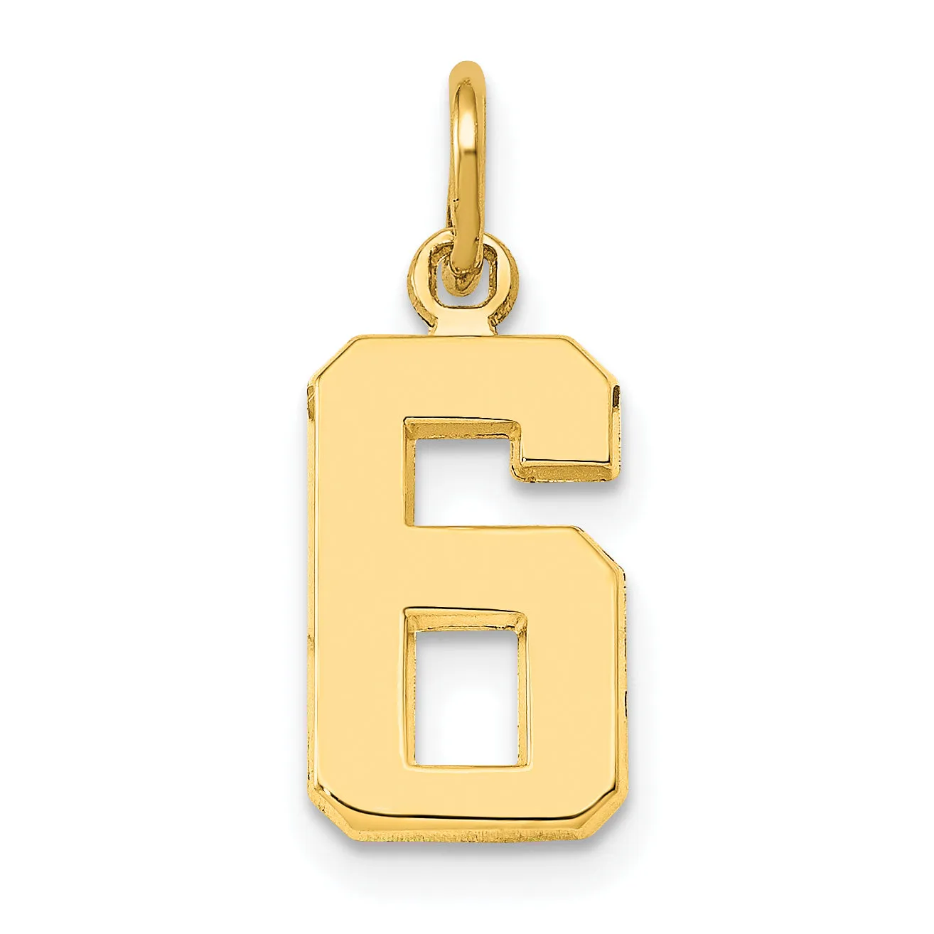 14k yellow gold small polished number 6 charm