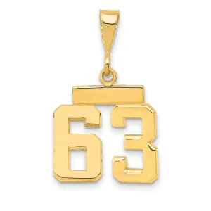 14k yellow gold small polished number 63 charm