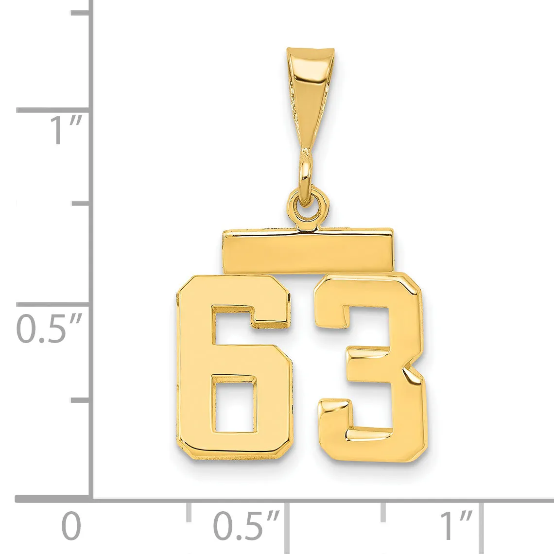 14k yellow gold small polished number 63 charm