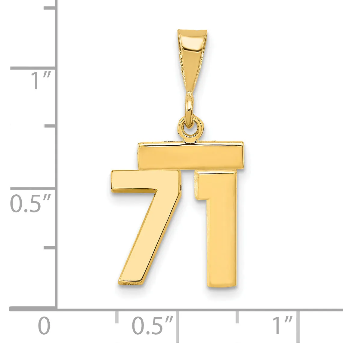 14k yellow gold small polished number 71 charm