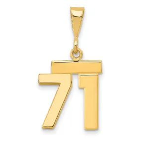 14k yellow gold small polished number 71 charm