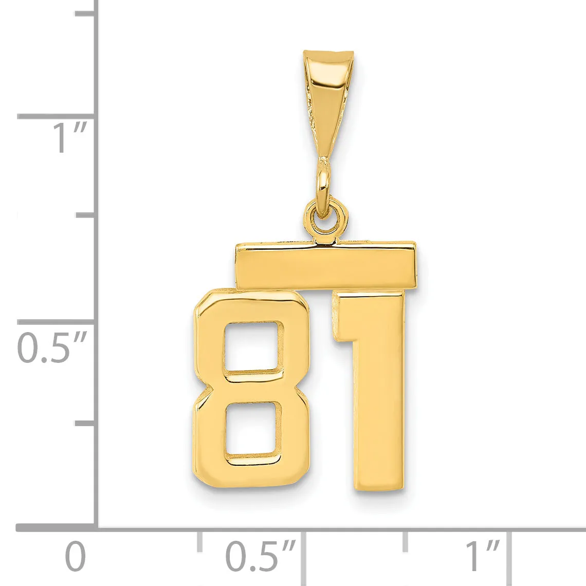 14k yellow gold small polished number 81 charm