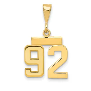 14k yellow gold small polished number 92 charm