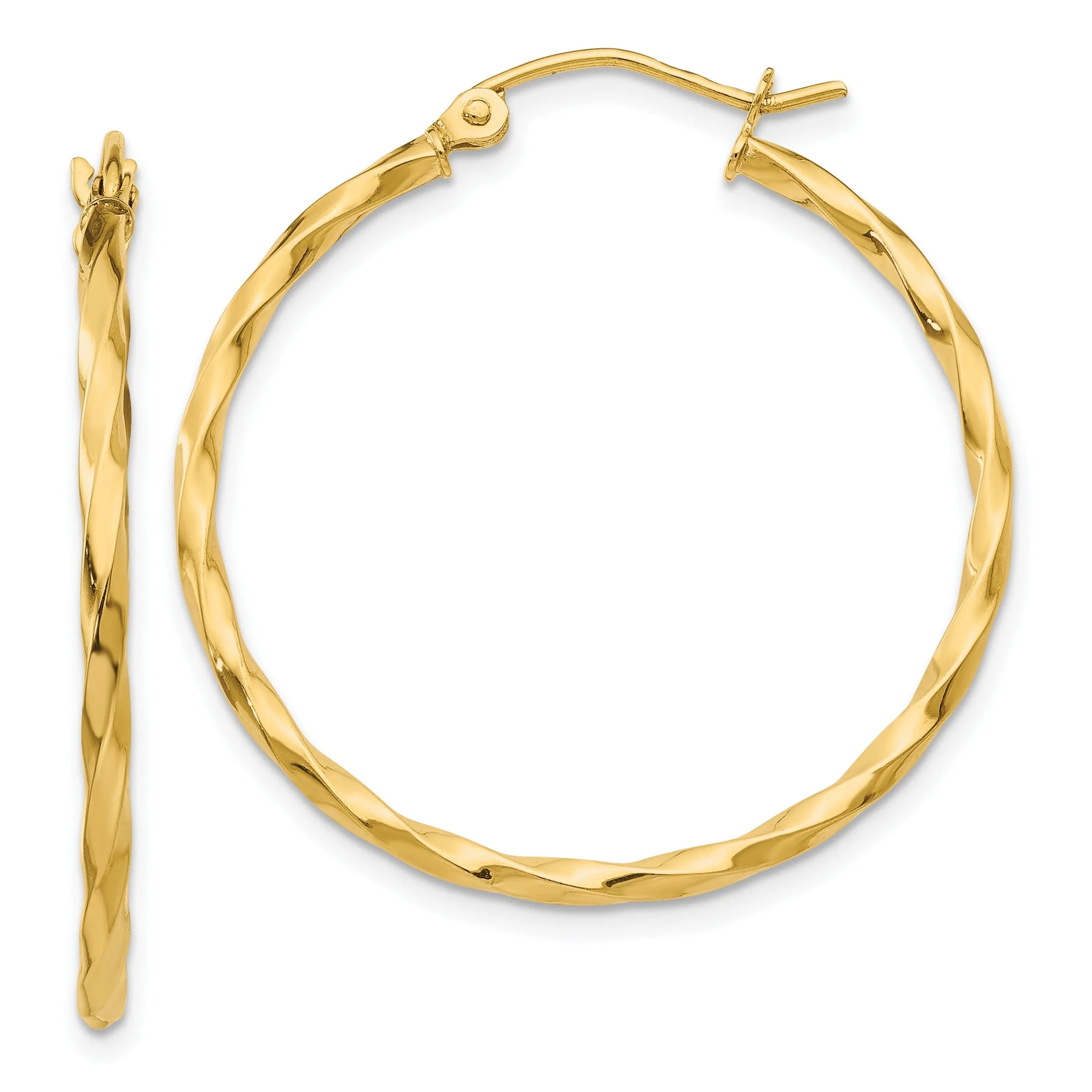 14k Yellow Gold Twist Polished Hoop Earring