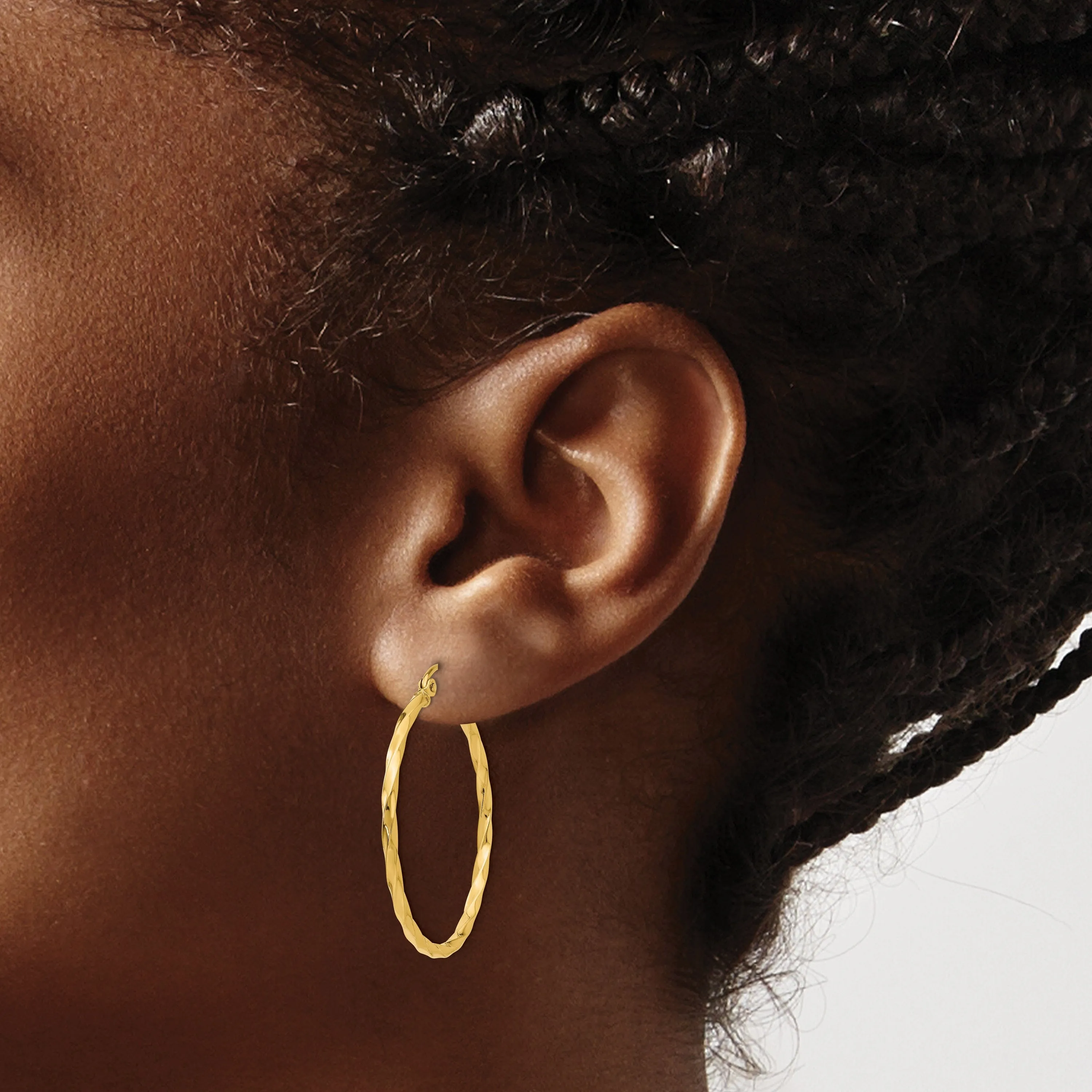 14k Yellow Gold Twist Polished Hoop Earring