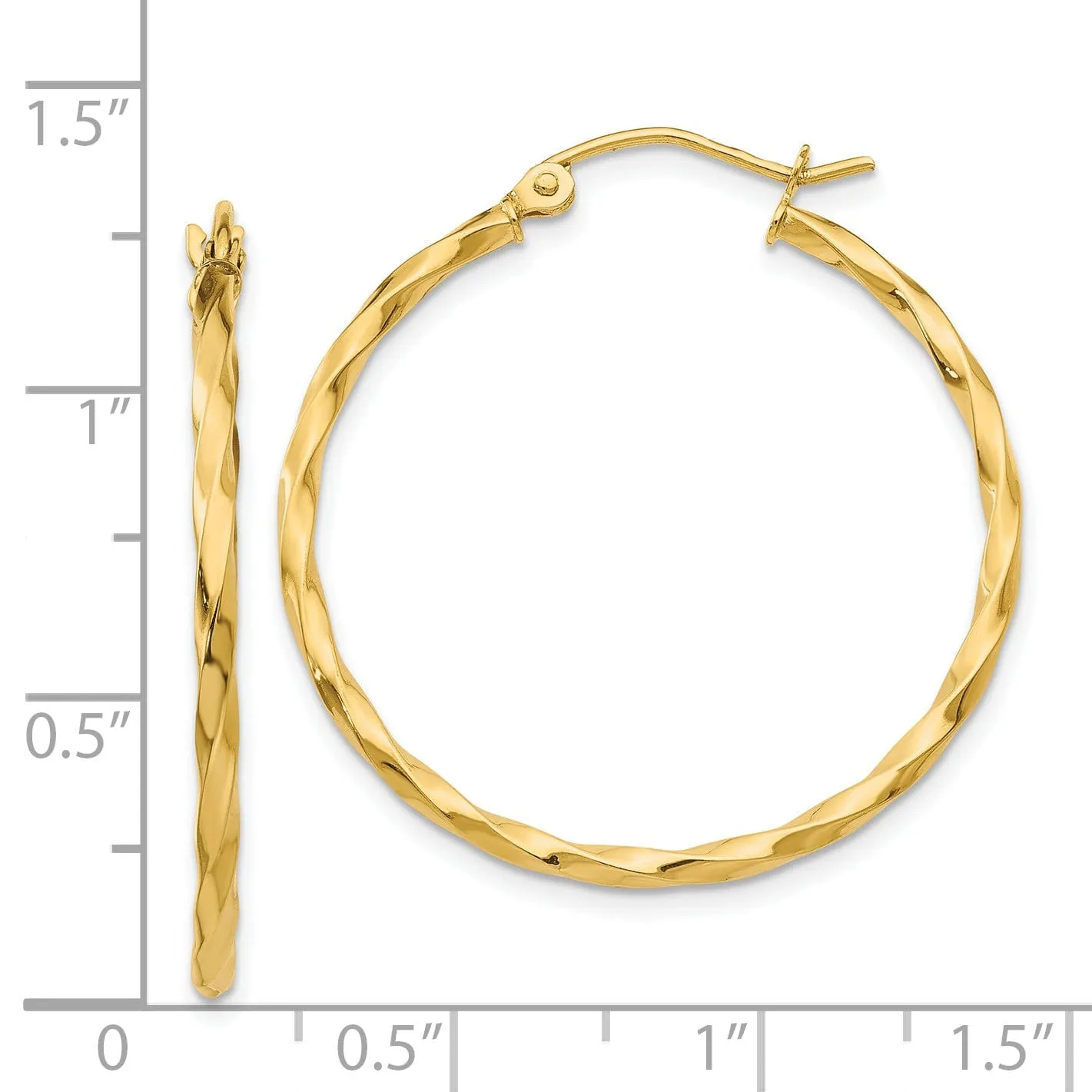 14k Yellow Gold Twist Polished Hoop Earring