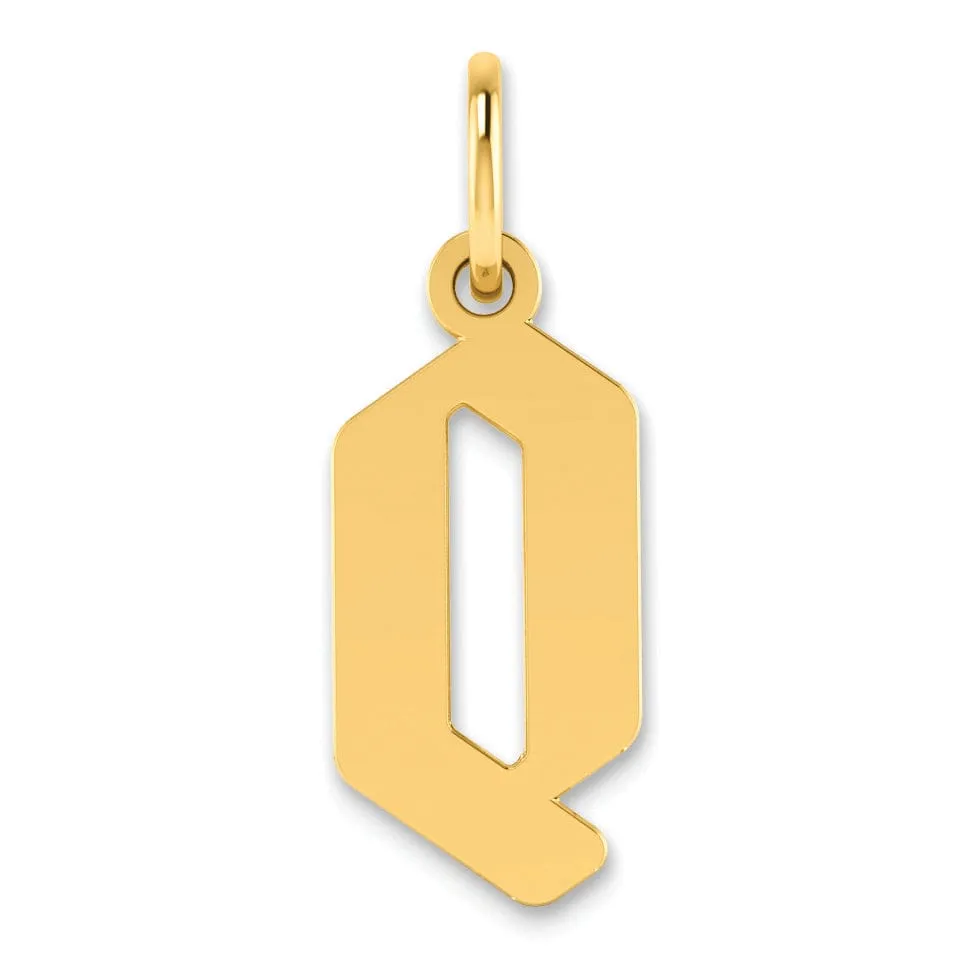 14K Yellow Gold Upper Case Letter Q Initial Charm Pendant